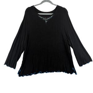 VTG 2Pc Amanda Acetate Outfit Women’s 1X Blue Black Western Turquoise Slinky USA